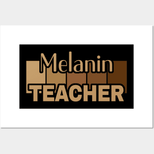 Melanin Teacher Life Afro Teacher African American Educate Posters and Art